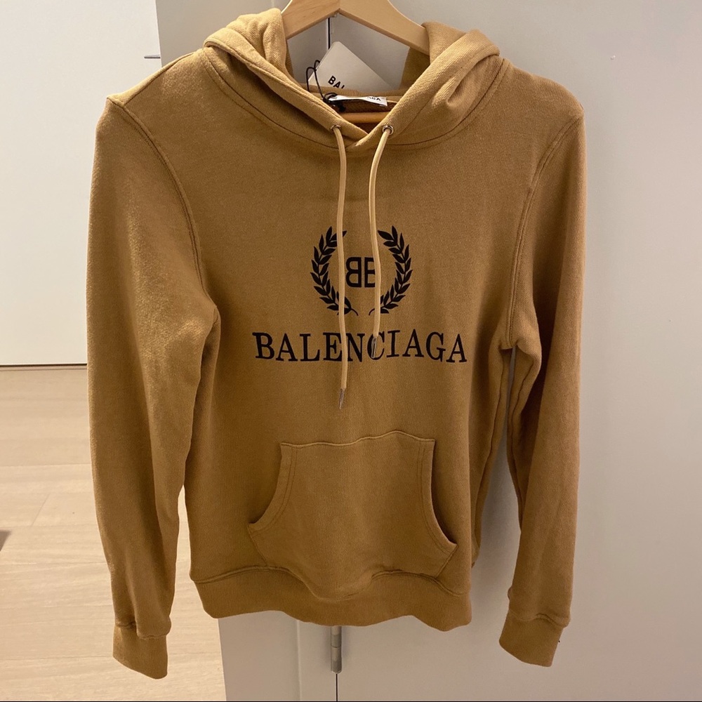 Balenciaga logo Loopback Cotton tan BB Hoodie